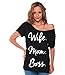 Awkwardstyles Mother's Day Wife Mom Boss Off Shoulder Tops T-shirt W + Bookmark
