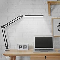 LED Desk Lamp with Clamp, Adjustable Swing Arm Desk Lamp, Eye-Caring Dimmable Desk Light,10 Brightness Level, 3 Modes,...