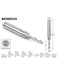 Yonico - Fresa de punta en espiral para punta de bola de 2 flautas CNC