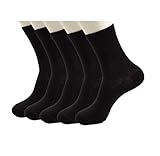 SDS Women and Men Thin Antibacterial Bamboo Fiber Socks Pack of 5 Black Black Women's 8-12  Men's 7-10