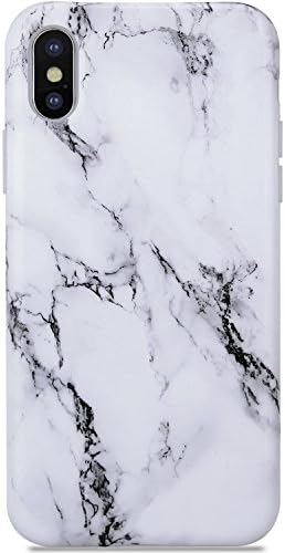 iPhone X Case Marble Black and White, KINFUTON iPhone X Phone Case,Slim Fit Glossy TPU Soft Rubber Silicon Gel Mobile Phone Case Protective Cover for iPhone X (2017)
