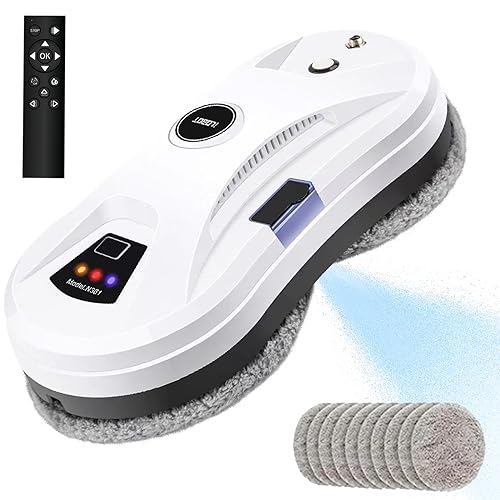 5600pa Robot Window Cleaner with Automatic Spray Jet, 3 Cleaning Modes, Automatic Glass Cleaner, Intelligent Edge Detection, Remote Control, 10 Microfibre Cloths