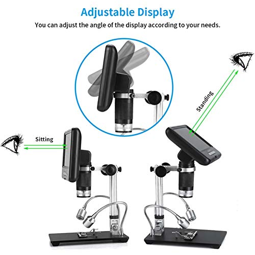 CNMJI Digital USB Mikroskop 1000X 7 Zoll LCD-Display Elektronische Videolupe HD 16MP CCD Einstellbare 8 LEDs 1080P… – Bild 3