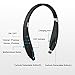 Foldable and Retractable Neckband Wireless Bluetooth Headset with Microphone - Black