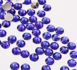 Beading Station 1000-Piece Flat Back Brilliant 14-Cut Round Rhinestones, 4mm-16ss, Cobalt