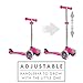 Globber 3 Wheel Adjustable Height Scooter with LED Light Up Wheels (Pink/Chrome)