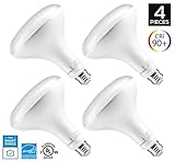 Hyperikon BR40 LED Bulb Dimmable, 15W (100W Equivalent), 1360lm, 5000K (Crystal White Glow), CRI 90+, Wide Flood Bulb, Medium Base (E26), UL & ENERGY STAR - Great for Office, Security Lights (4 Pack)