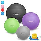 Trideer 45-85cm Exercise Ball, Birthing Ball, Yoga Pilate Fitness Balance Ball lug Kit, Anti-Slip & Anti-Burst, 2000lbs Extra Thick Core Cross Training Ball (Green, 65cm)