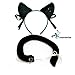 A&S Creavention Cat Ear Cosplay Headband and Accessories - Black Ear Tail Set