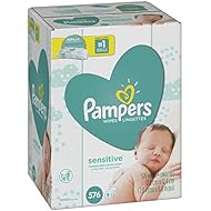 Pampers Sensitive Water-Based Baby Diaper Wipes, 9 Refill Packs for Dispenser Tub - Hypoallergenic and Unscented - 576 Count