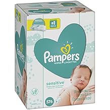 Pampers Sensitive Water-Based Baby Diaper Wipes, 9 Refill Packs for Dispenser Tub - Hypoallergenic and Unscented - 576 Count