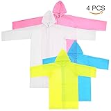 MINILOP Rain Ponchos 4 Pack Family Combo with Hood and Sleeves, Reusable Emergency Portable Rain Poncho for Adults & Kids, Camping, Hiking, Traveling, Backpacking (B group)