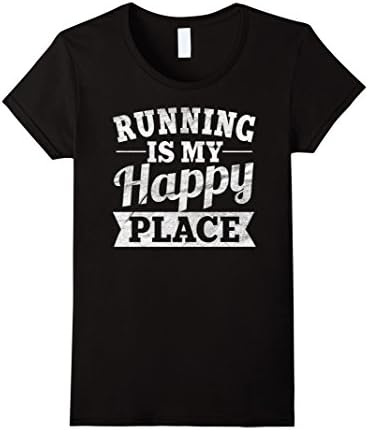 Womens Running Is My Happy Hour Shirt: Love Run Runner Gift Tee Small Black