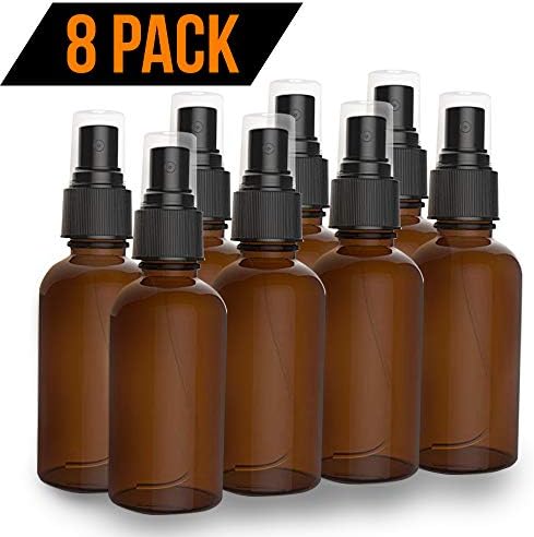 Amber Spray Bottles [2oz] – Premium Quality – Empty Glass Bottles for Cleaning Solutions – Refillable Mist Spray Pack Perfume Atomizer by Nylea