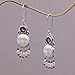 NOVICA Multi-Gem Garnet Cultured Freshwater Pearl Sterling Silver Bone Chandelier Earrings 'Dreams'