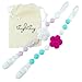 Pacifier Clip Girl, BPA Free Silicone Teether, Set of 2 (Lilac/White/Teal/Pink)