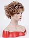 SEVENCOLORS Short Curly Pixie Hair Wigs for Women Brown Hair Wigs Natural Looking Synthetic Cosplay Daily Party Wig with Free Wig Cap
