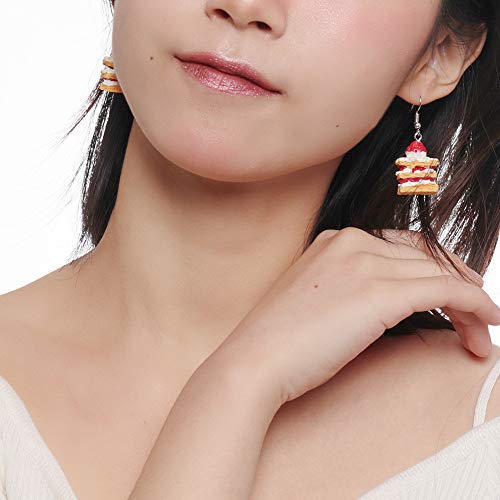 Strawberry Cake Earrings Lightweight Resin Pendant Earrings Cute Mini Imitation Food Earrings For Girls And Women Cake Dessert Earrings