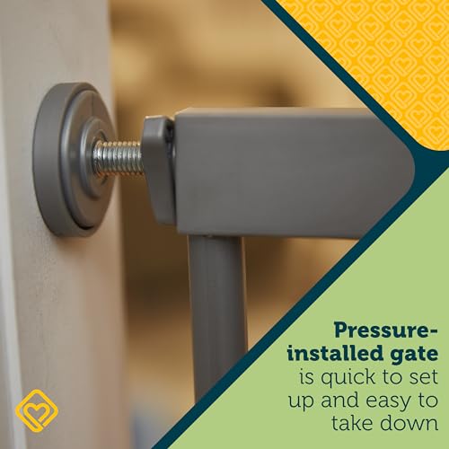 SAFETY 1ST WALK THROUGH BABY GATE WITH DOOR, ADJUSTABLE PRESSURE MOUNT LIFT, DOG GATES, FITS 29″-38″ WIDE, 1-PACK, SILVER