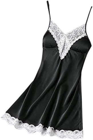 Frog Fun Ladies Nightdress,Satin Sleepwear Women Nightwear Lingerie Cami Lace Patchwork