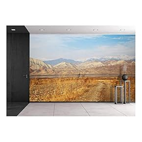 Typical Iceland Landscape with Road and Mountains - Removable Wall Mural | Self-Adhesive Large Wallpaper - 66x96 inches