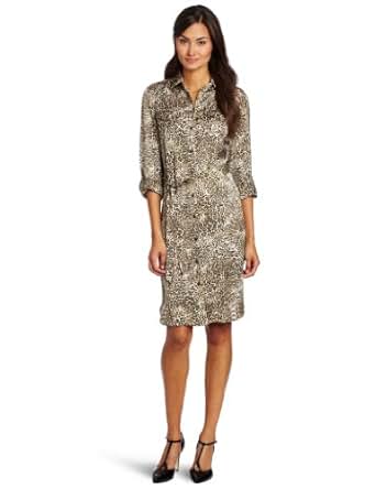 Jones New York Women s Printed Shirt Dress Gold Sand 
