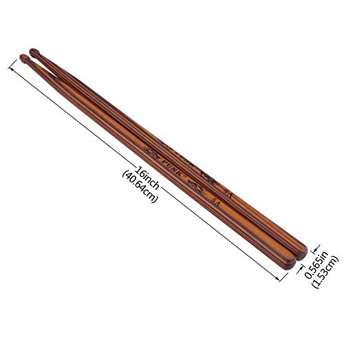 5A Wooden Drumsticks Drum Sticks Hard Maple Wood Drum Set Percussion Instrument Accessories of 1Pair - Thumbnail 6