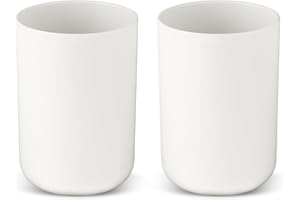 YUXIANLB 2Pcs Unbreakable Bathroom Tumbler, Dishwasher Safe Drink Cup, Mouthwash Cups, Easy to Clean (White)