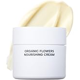 Whamisa Organic Flowers Nourishing Cream, 95.2% Organic, Waterless Formula, Fermented Ingredient Formula for Deep Hydration & Skin Comfort, Moisturizing, Korean Skin Care (50ml)