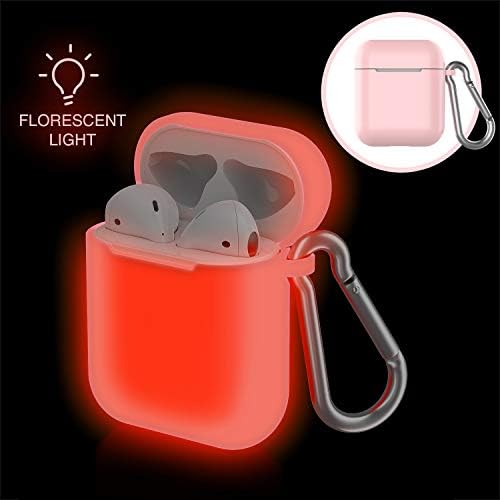 AirPods Case, EnPro Upgrade Luminescent Protective Silicone Cover Shockproof Protective Premium Silicone Cover Skin Soft Silicone Chargeable Headphone Case Compatible with Apple Airpods (Pink)