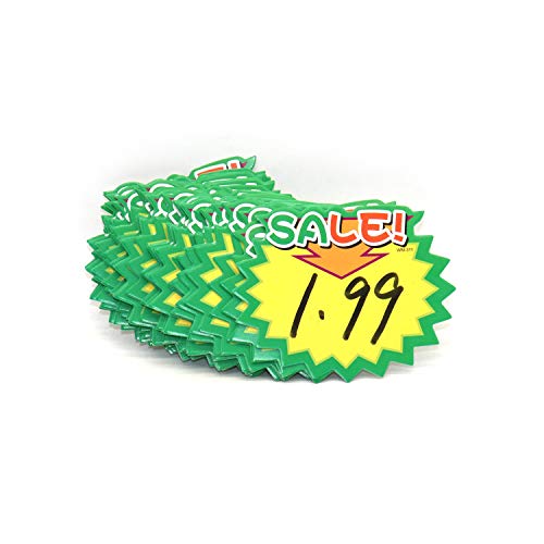 Omitfu Mini 3.5 Inch x 2.7 Inch Price Tag Starburst Retail Sales Sign Tags Blank 100 Pcs Cards in Total