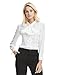 E.JAN1ST Women's Long Sleeve Shirt Tie Bow Neck Button End Slim Fit Chiffon Blouse, White, TagsizeXXL=Ussize6-8