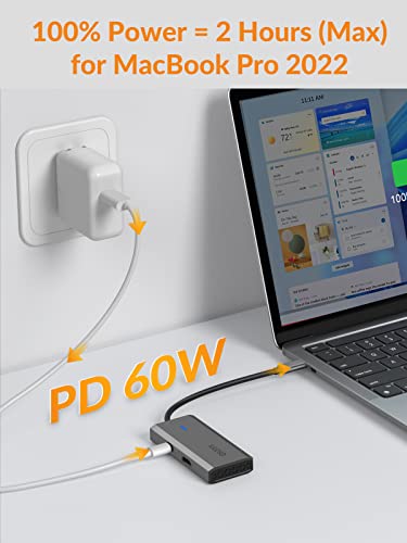 USB C Hub, iDsonix 5-in-1 Aluminum USB C Hub Docking Station with 4K HDMI, 60W Power Delivery, USB 3.0 5Gbps Data Ports, USB C Hub for MacBook Air/Pro, iPad, HP, Dell and More (Grey)