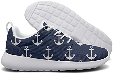 Saerg Bearry Women's Anchors Pattern Navy Lightweight Mesh Running Shoes Print Sneakers