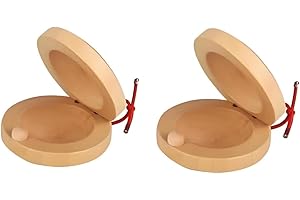 ZENARAO Wooden Castanet, Percussion Instrument - 2Pcs Hand Finger Castanets, Wood Castanets Classroom DIY Rhythm Music Musical Instrument