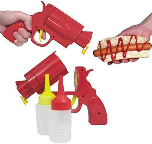 Food Storage & Organization Sauce Bottle Pistol | Red Condiment Gun | Salad Dressing Cruet Food Dispensers
