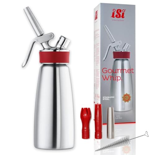 ISI Sahnespender 500ml, Gourmet Whip Plus, 0.5 Liter, aus hochwertigem Edelstahl, Betrieb Sahnekapseln, für Sahne, warme und kalte Saucen, Suppen, Esp