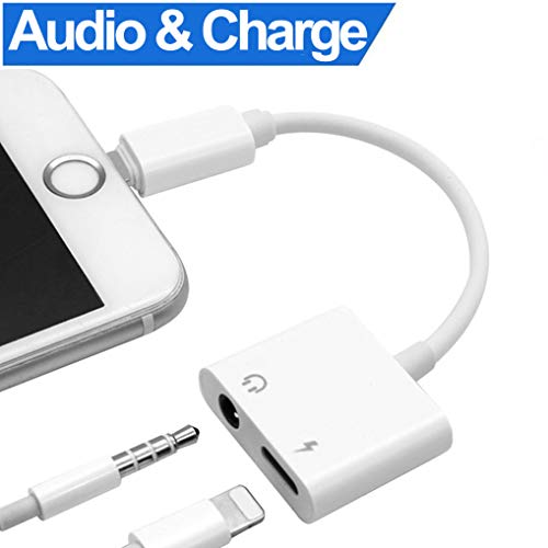 Headphone Audio Adapter for iPhone Dongle Connector Charger Audio Jack Earphone Adaptor to Headset Headphone.Jack to 3.5mm Female Headphone Adaptor for iPhone 7/7Plus/8/8P/X.Support for iOS12