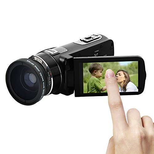 Camcorder 1080p @30fps Video Recorder 24.0MP Digital Camera Wide Angle Lens 3” Touchscreen 16x Digital Zoom With Adapter Charger