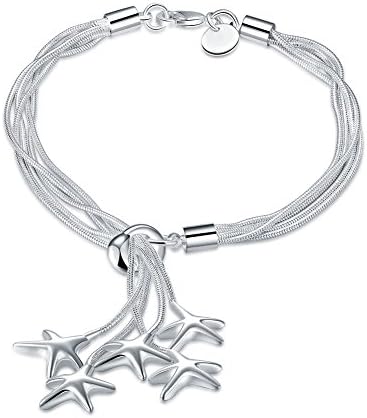 Fashion Unisex Charms Jewelry Plate With Silver Romantic Stars Rope Chain Bracelets