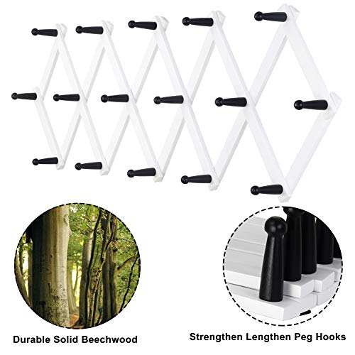 Dseap Accordian Wall Hanger 16” High Wooden Wall Expandable Coat Rack