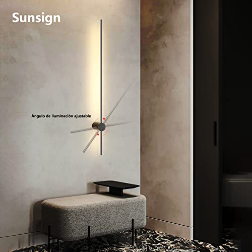 Sunsign iluminación for Pared de tira larga de luz de pared lineal LED moderna, Diseño creativo giratorio Fondo de la sala de estar Dormitorio Cabecera de cama lámpara de pared interior, 100cm-negro