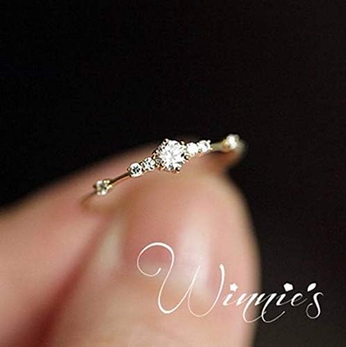 JESMING 7 Tiny Diamond Pieces of Exquisite Small Fresh Style Ladies Engagement Ring Jewelry (Rose Gold,10)