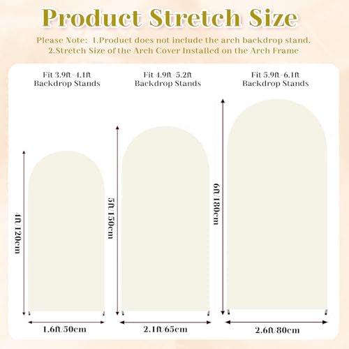 MEKOTRIN 3 Piezas de Fondo Cubierta de de Alta Elasticidad Espesar Fibra de Poliuretano Seda de Leche a Prueba de Decoloración para Fiestas de Boda (Beige, 4FT, 5FT, 6FT)