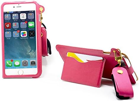 I Phone 6 plus Case, Rnker Lanyard design, stand Feature, credit card slots/earphone holder, 2 button locked-case for I phone 6+  5.5 inchs  (Pink)