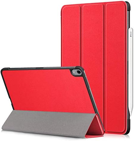 VinMas Premium Trifold Case for iPad Pro 11", [Rubber Cover] Slim Fit Leather Smart Case with Rubber Back Cover [Apple Pencil Charging Supported] Compatible with iPad Pro 11" 2018 (Red)