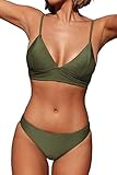 CUPSHE Women's Army Green Solid Bikini Triangle