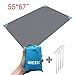 IMEEK Pocket Blanket, Beach Blanket Outdoor Sand Proof Waterproof Picnic Blanket with 4 Stakes and Carry Pouch (Gray, 55 X 67