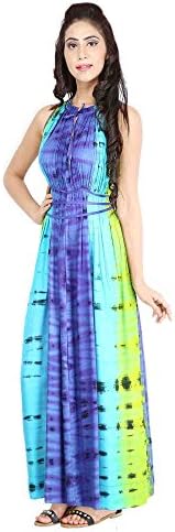 Fashion Farmer's Tie Dyed Dress Long Parallel dress, Maternity Dress, Causal Dress Long Maxi Dress, Long Kaftan Dress... (Purple / Turquoise)