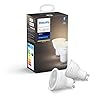 Philips Hue Witte LED slimme gloeilamp 2-pack [GU10 Spot], warm wit licht, werkt met Alexa, Google Assistant en Apple…